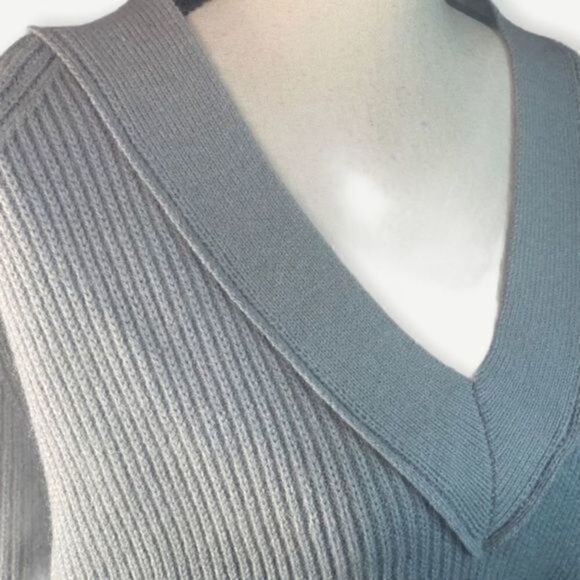 FRNCH Paris V Neck Ribbed Knit Sweater Gray NWT - Picture 8 of 10